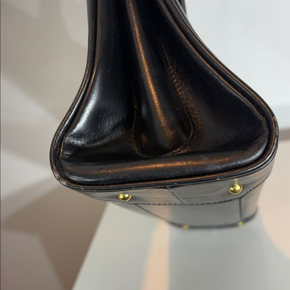 GINZA Kanematsu Handbag black leather bamboo style handle vintage - Picture 13 of 15